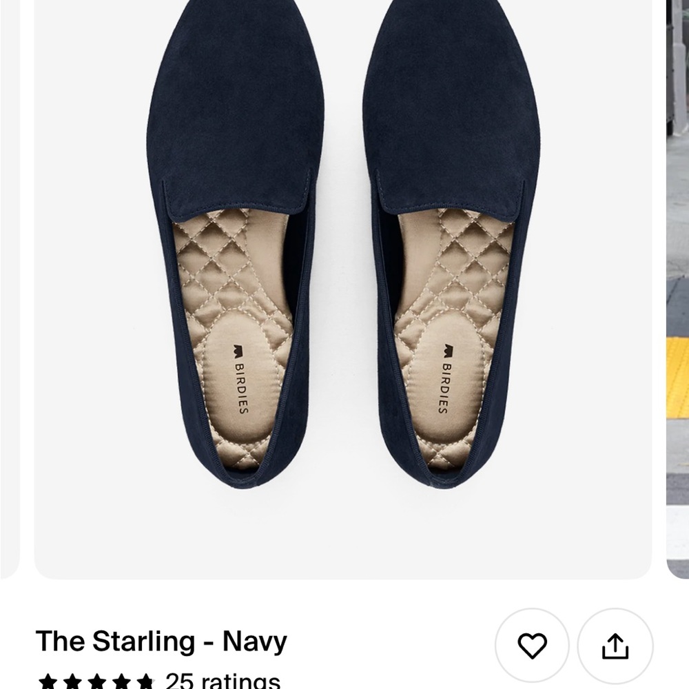 NWOT Birdies navy blue suede loafers